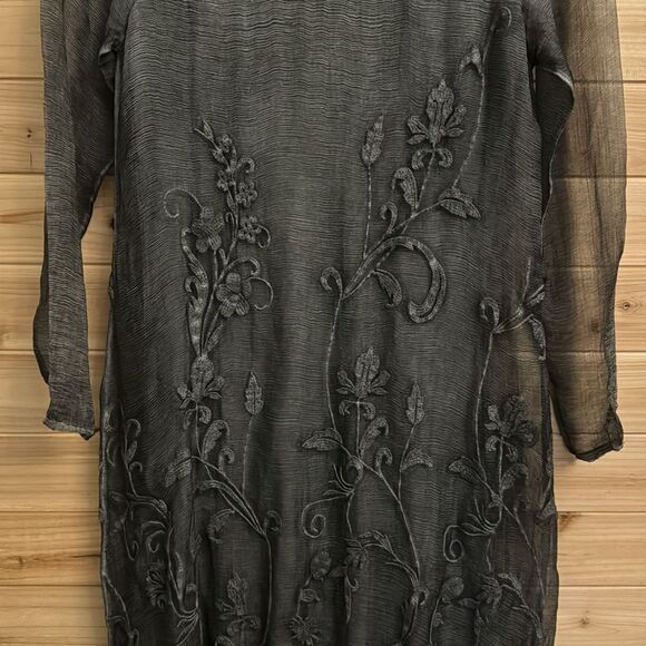 Soft Surroundings Size XSmall 100% Silk Lagenlook Embroidered Dress - Picture 10 of 12